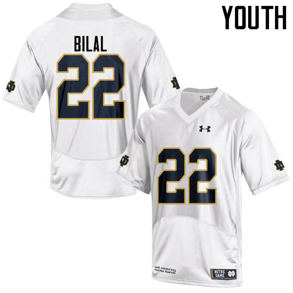 Youth #22 Asmar Bilal Notre Dame Fighting Irish College Football Jerseys-White